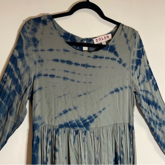 ANTHROPOLOGIE Dolan Eliska Tie-Dye Modest Oversized Dress Moss Green/Blue Sz. M - Picture 7 of 11